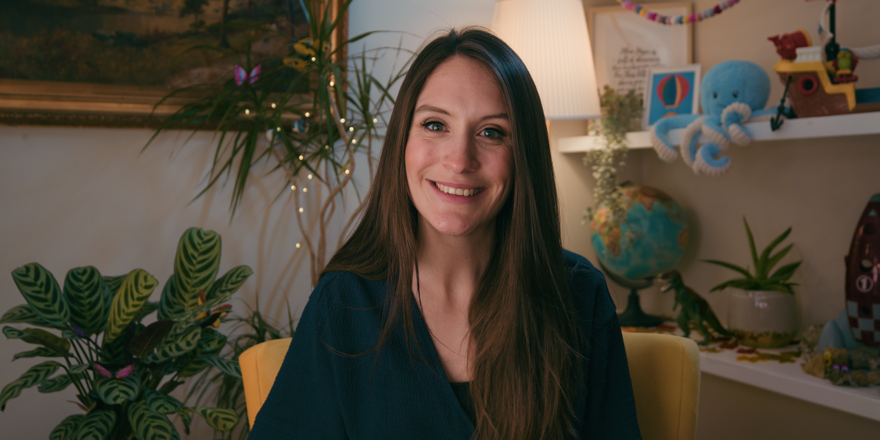 A portrait of Emma Allen owner of lightbulb books.